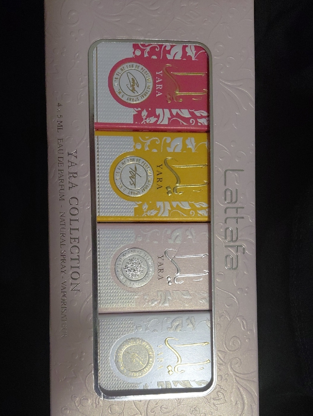 Yara Collection Mini Perfume Set - Pink, Yellow, Pale Pink, Silver